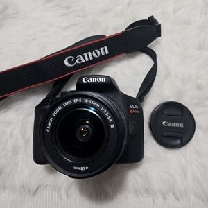 Canon Black DSLR with EF-S 18-55mm Kit Lens and Branded Strap